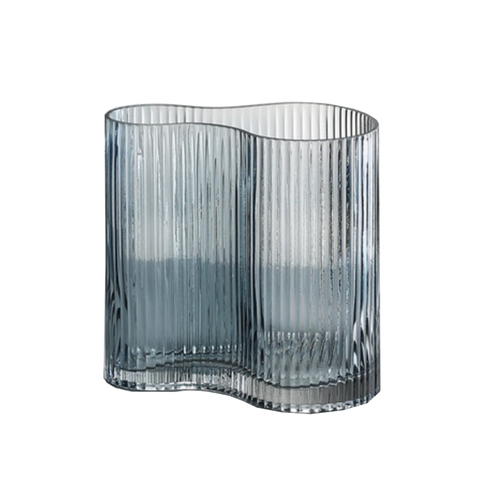 Ines Ribbed Glass Vase 17.5cm Sukio Studio