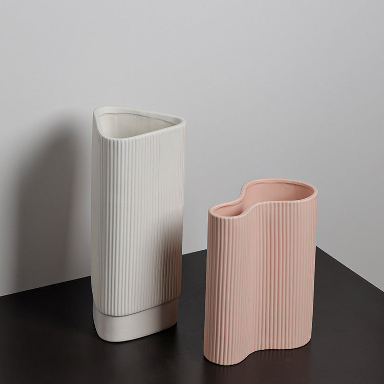 
                  
                    Martin White Ribbed Ceramic Vase 34cm Sukio Studio
                  
                