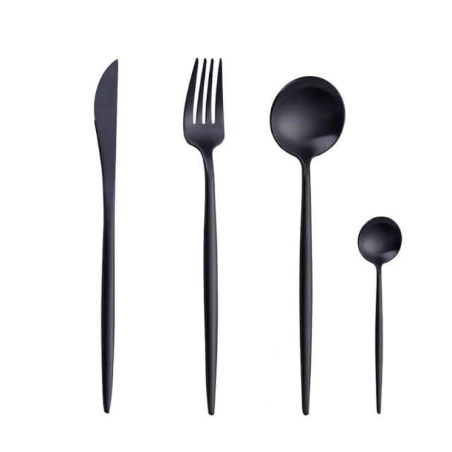 Nolan 24 Piece Cutlery Set Matte Black Sukio Studio