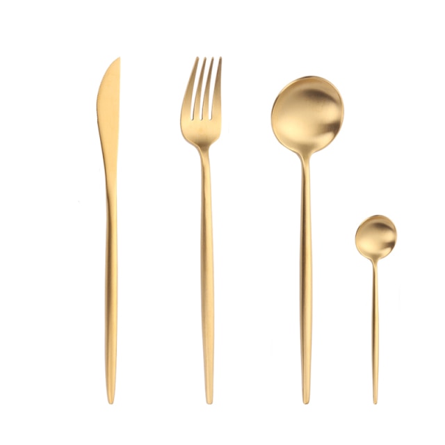 Nolan 24 Piece Cutlery Set Matte Gold Sukio Studio