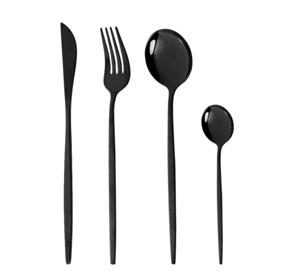 Nolan 24 Piece Cutlery Set Black Sukio Studio