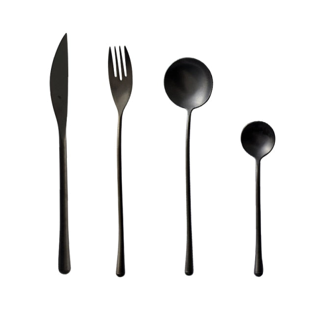 Yves Retro 16 Piece Cutlery Set Matte Black Sukio Studio