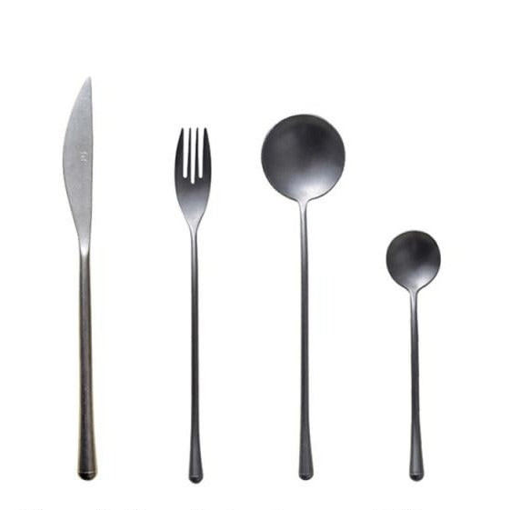 Yves Retro 16 Piece Cutlery Set Matte Silver Sukio Studio